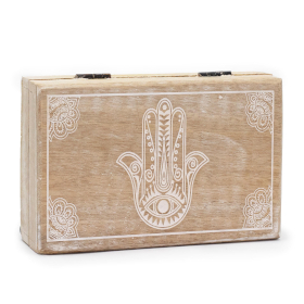 Nagy Doboz 21.5x14x6.3cm - Hamsa -Fehér Súrolt