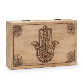 Nagy Doboz 21.5x14x6.3cm - Hamsa -Fekete Díszített