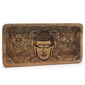 Hosszú Tálca 30x15x2.5cm - Buddha -Fekete Díszített